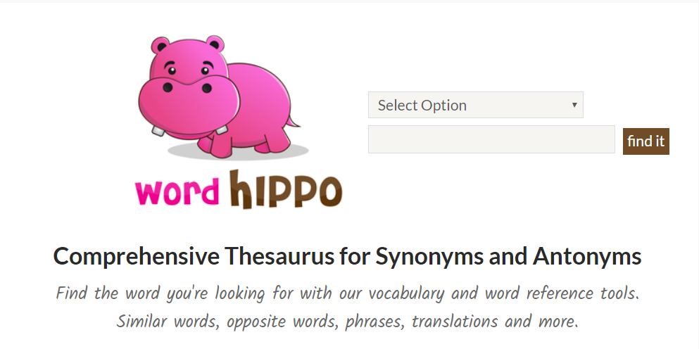 wordhippo to find alternative words for your text